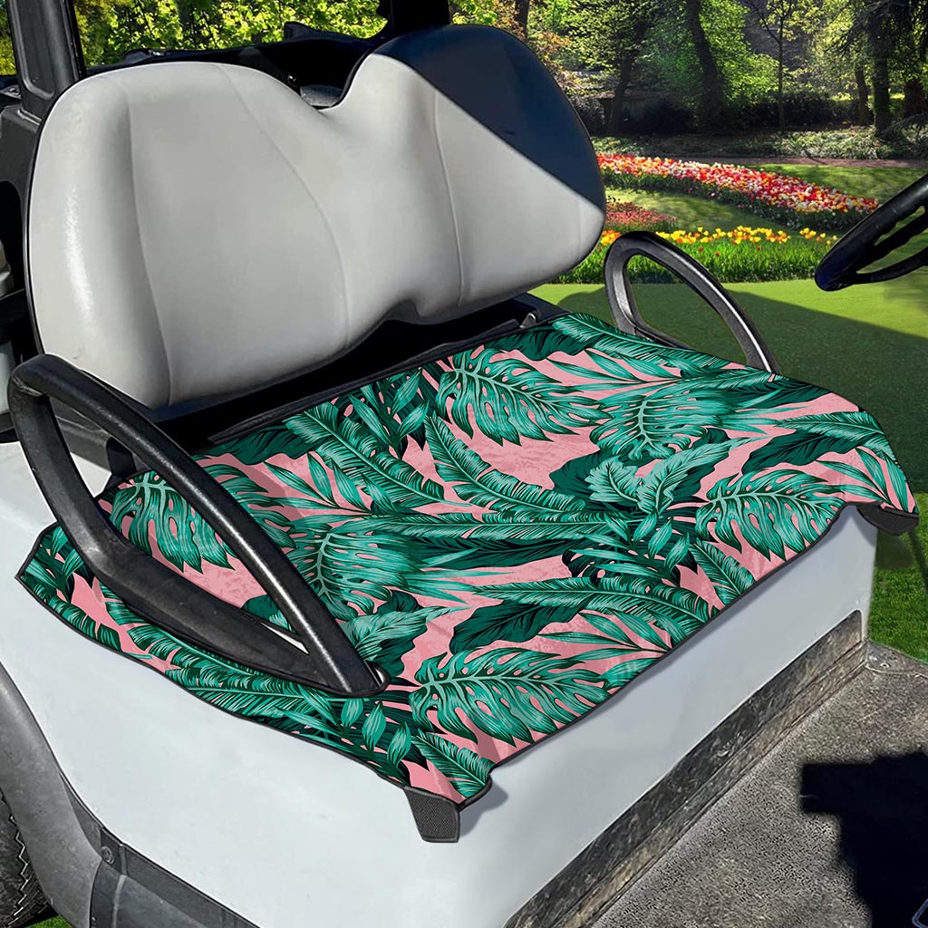 Teal Banana Leaves Pattern Print Golf Cart Seat Cover