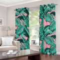 Teal Banana Leaves Pattern Print Grommet Curtains