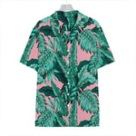 Teal Banana Leaves Pattern Print Hawaiian Shirt