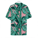Teal Banana Leaves Pattern Print Hawaiian Shirt