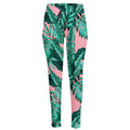 Teal Banana Leaves Pattern Print High-Waisted Pocket Leggings