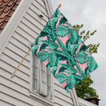 Teal Banana Leaves Pattern Print House Flag