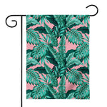 Teal Banana Leaves Pattern Print House Flag