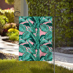 Teal Banana Leaves Pattern Print House Flag