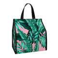 Teal Banana Leaves Pattern Print Insulated Lunch Tote