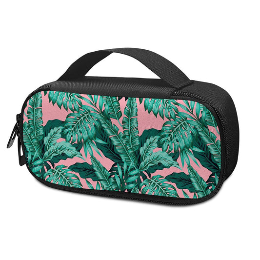 Teal Banana Leaves Pattern Print Insulin Cooler Travel Case