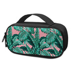 Teal Banana Leaves Pattern Print Insulin Cooler Travel Case