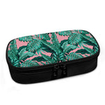 Teal Banana Leaves Pattern Print Insulin Cooler Travel Case