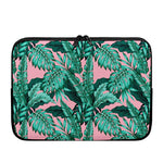 Teal Banana Leaves Pattern Print Laptop Sleeve