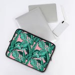 Teal Banana Leaves Pattern Print Laptop Sleeve