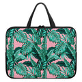 Teal Banana Leaves Pattern Print Laptop Sleeve With Handle