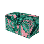 Teal Banana Leaves Pattern Print Leather Tissue Box Cover