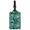 Teal Banana Leaves Pattern Print Luggage Tag