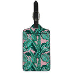 Teal Banana Leaves Pattern Print Luggage Tag
