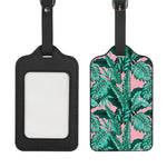 Teal Banana Leaves Pattern Print Luggage Tag