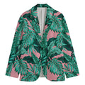 Teal Banana Leaves Pattern Print Men's Blazer