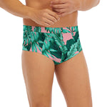 Teal Banana Leaves Pattern Print Men's Briefs