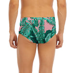 Teal Banana Leaves Pattern Print Men's Briefs