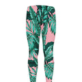 Teal Banana Leaves Pattern Print Men's Leggings