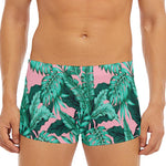 Teal Banana Leaves Pattern Print Men's Short Boxer Briefs
