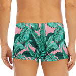 Teal Banana Leaves Pattern Print Men's Short Boxer Briefs