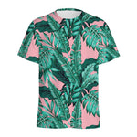 Teal Banana Leaves Pattern Print Men's Sports T-Shirt
