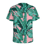 Teal Banana Leaves Pattern Print Men's Sports T-Shirt