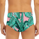 Teal Banana Leaves Pattern Print Men's Triangle Swim Briefs