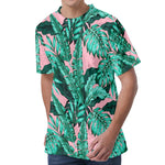 Teal Banana Leaves Pattern Print Men's Velvet T-Shirt