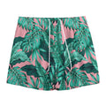 Teal Banana Leaves Pattern Print Mesh Shorts
