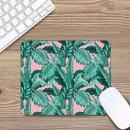 Teal Banana Leaves Pattern Print Mouse Pad