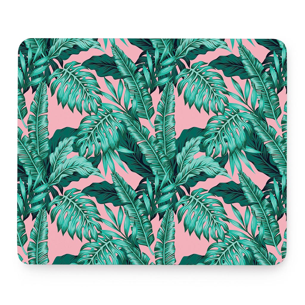 Teal Banana Leaves Pattern Print Mouse Pad