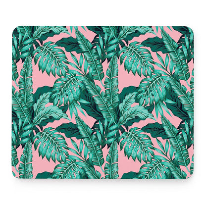 Teal Banana Leaves Pattern Print Mouse Pad