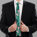 Teal Banana Leaves Pattern Print Necktie
