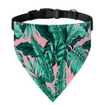 Teal Banana Leaves Pattern Print Over The Collar Dog Bandana