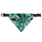 Teal Banana Leaves Pattern Print Over The Collar Dog Bandana