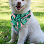 Teal Banana Leaves Pattern Print Over The Collar Dog Bandana