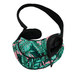 Teal Banana Leaves Pattern Print Pet Sling Carrier