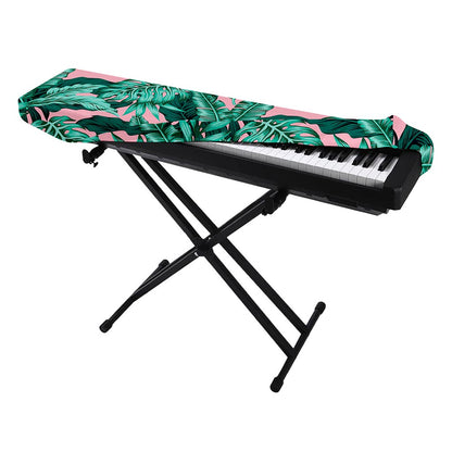 Teal Banana Leaves Pattern Print Piano Keyboard Cover