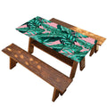 Teal Banana Leaves Pattern Print Picnic Table Cover