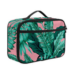 Teal Banana Leaves Pattern Print Portable Lunch Bag