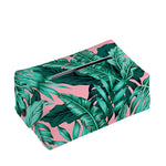 Teal Banana Leaves Pattern Print Rectangle Tissue Box Cover