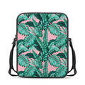Teal Banana Leaves Pattern Print Rectangular Crossbody Bag