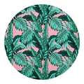 Teal Banana Leaves Pattern Print Round Blanket