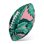 Teal Banana Leaves Pattern Print Rugby Ball