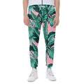 Teal Banana Leaves Pattern Print Joggers