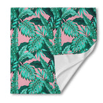 Teal Banana Leaves Pattern Print Silk Bandana