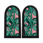 Teal Banana Leaves Pattern Print Skillet Handle Cover