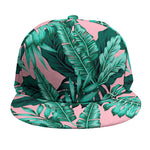 Teal Banana Leaves Pattern Print Snapback Cap