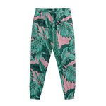 Teal Banana Leaves Pattern Print Sweatpants
